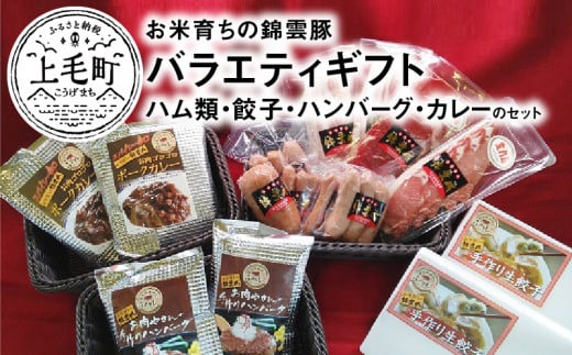 【ブランド豚肉】お米育ちの錦雲豚バラエティギフト(ハム類・餃子・ハンバーグ・カレーのセット) FN0601福岡県上毛町34000肉豚肉
