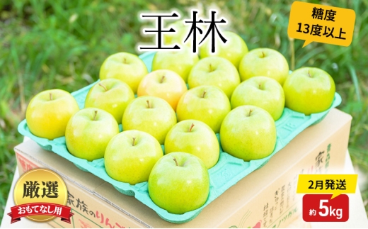 りんご 【2月発送】 糖度13度以上 おもてなし用 家庭用 王林 約 5kg 【 青森りんご  果物 フルーツ デザート 食後 青森県産 産地直送 贈り物  】青森県板柳町22000果物・フルーツりんご・梨
