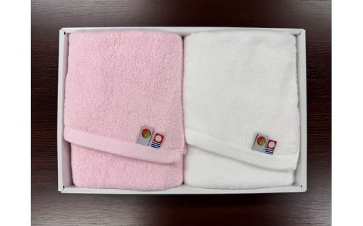 折り鶴再生甘撚りフェイスタオルセット ピンク、ホワイト2枚セット広島県広島市10000雑貨・日用品寝具・タオル
