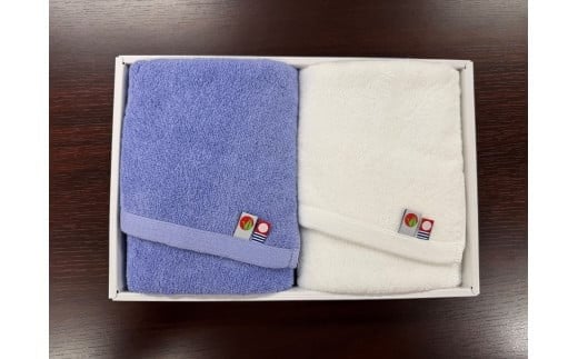 折り鶴再生甘撚りフェイスタオルセット ブルー、ホワイト2枚セット広島県広島市10000雑貨・日用品寝具・タオル