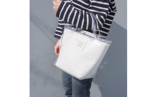 PVCトート/ ホワイト E123広島県広島市59000衣類・装飾品・工芸品鞄・バッグ