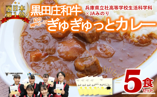 (神戸ビーフカレー)黒田庄和牛ぎゅぎゅっとカレ〜5食セット(08-10 )兵庫県西脇市8000肉その他 肉