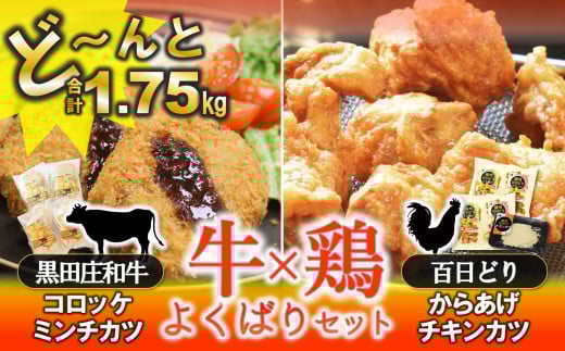牛×鶏よくばりセット 1.75kg【コロッケ・ミンチカツ・からあげ・チキンカツ】(11-39)兵庫県西脇市11000肉その他 肉