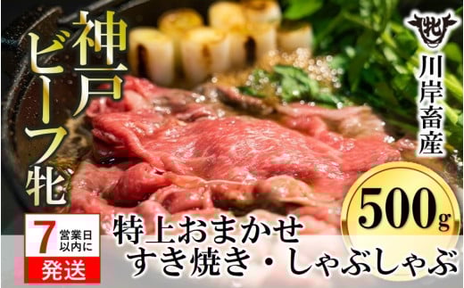 【神戸牛 牝】【7営業日以内発送】特上 すき焼きしゃぶしゃぶ おまかせセット(500g) (24-11)兵庫県西脇市24000肉牛肉