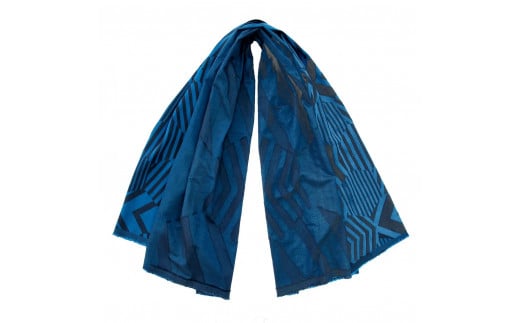 【POLS】コットン・ カットジャカードストール ブルー(SC-0002-BLU)(50-15)兵庫県西脇市50000衣類・装飾品・工芸品その他 装飾品・工芸品