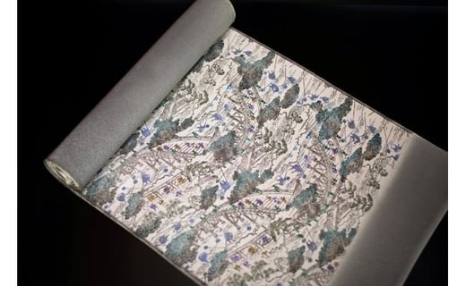 職人技がさえわたる世界に一つだけの「手差し型染め 名古屋帯」(古代柄/川の風景)東京都八王子市800000衣類・装飾品・工芸品その他 装飾品・工芸品