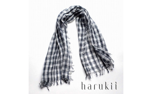 【harukii】細太チェック長綿ガーゼミニストール  (ネイビー) | ストール ガーゼ 綿 チェック 紺 おしゃれ 贈答用  東京 八王子東京都八王子市24000衣類・装飾品・工芸品その他 装飾品・工芸品