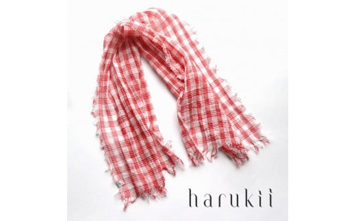 【harukii】細太チェック長綿ガーゼミニストール  (レッド) | ストール ガーゼ 綿 チェック 赤 おしゃれ 贈答用  東京 八王子東京都八王子市24000衣類・装飾品・工芸品その他 装飾品・工芸品