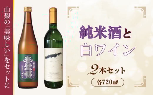 B9905峡南2町共通返礼品 日本酒純米酒(鷹座巣)・ワイン(楽園ワイン白)セット山梨県富士川町12000酒・アルコール日本酒