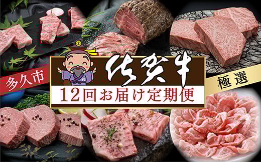 【毎月お届け】肉の定期便 極選 佐賀牛 全12回 月替り 食べ比べ 黒毛和牛 国産牛 牛肉 | ロース すき焼き カルビ 焼肉 ローストビーフ サーロインステーキ ヒレステーキ しゃぶしゃぶ 肩ロー
