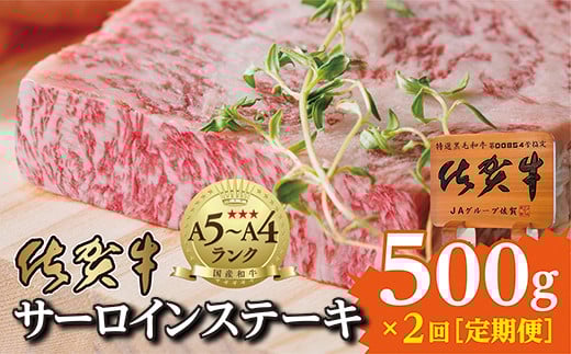 【定期便 2回配送】佐賀牛のさらりとした脂の甘さと赤身の旨み サーロインステーキ 250g × 2枚 を2回 【 佐賀牛 サーロイン ステーキ 】(250g×2枚を2か月連続)_k-17佐賀県多久市7200