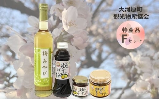 大河原町観光物産協会 特産品Fセット 梅シロップ ゆず 唐辛子 ぽん酢 しょうゆ 田楽みそ 加工食品 調味料 ポン酢 醤油 とうがらし 田楽 みそ 味噌 薬味 味付け 田楽味噌宮城県大河原町14000