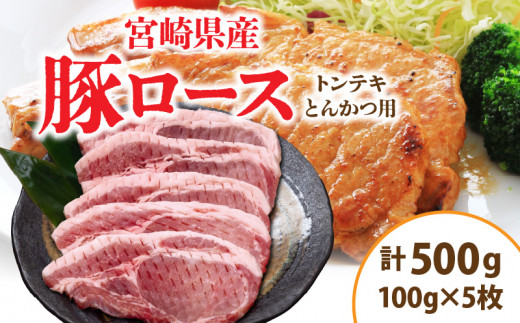 宮崎県産 豚ロース (トンテキ・とんかつ用) 計500g 肉 豚肉 ポーク 国産 食品 万能食材 真空パック 簡単調理 おかず お弁当 おつまみ 豚丼 焼肉 炒め物 カレー ステーキ おすすめ ご褒美 お祝