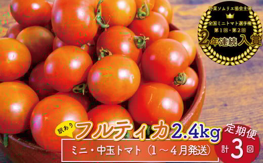 【2026年1月〜4月頃発送】<約2.4kg×3回 定期便> 訳あり アイメック フルティカ トマト>ましまファーム ミニトマト フルーツトマト  ワケあり 規格外高知県佐川町66000野菜・きのこトマト