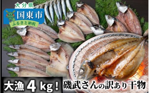 大漁4kg!磯武さんの訳あり干物 訳アリ セット 詰合せ 冷凍 ひもの_1021R大分県国東市18000魚介・海産物干物