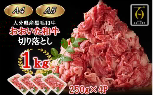 【A4〜A5等級】小分けで便利! おおいた和牛 切り落とし 1kg (250g×4P)_2436R大分県国東市20000肉牛肉