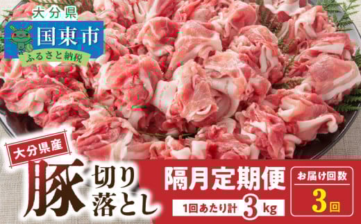 隔月でお届け! 大分県産豚大容量切り落とし定期便 3kg×3回_2554R-1大分県国東市34000肉豚肉