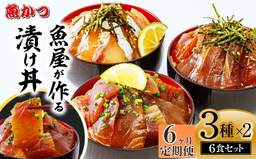 【6ヶ月 定期便】漬け丼 3種×2パック 計6食セット | 漬け丼 定期便 海鮮 惣菜 冷凍 真空パック 小分け 海鮮丼 海鮮セット 詰め合わせ 旬の鮮魚 ハマチ カンパチ カツオ 鯖 サバ ヒラマサ 平政