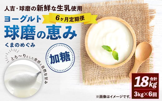 【6ヶ月定期便】 球磨の恵み ヨーグルト (加糖) 合計 18kg (1kg×3パック)×6回 乳製品 生乳 朝食 おやつ 相良村熊本県相良村66000卵・乳製品ヨーグルト