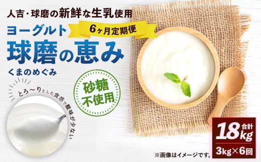 【6ヶ月定期便】 球磨の恵み ヨーグルト (砂糖不使用) 合計 18kg (1kg×3パック)×6回 乳製品 生乳 朝食 おやつ 相良村熊本県相良村66000卵・乳製品ヨーグルト