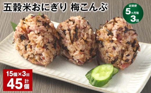 【5ヶ月毎3回定期便】五穀米おにぎり(梅こんぶ) 計45個(15個×3回)熊本県相良村36000鍋セット・総菜・加工食品総菜