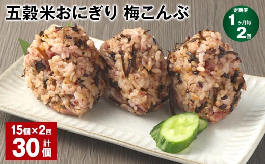 【1ヶ月毎2回定期便】五穀米おにぎり(梅こんぶ) 計30個(15個×2回)熊本県相良村24000鍋セット・総菜・加工食品総菜
