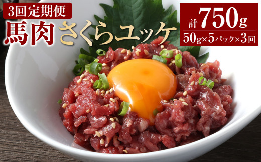 【3ヶ月定期便】 馬肉さくらユッケ250g(50g×5パック) 合計750g 馬刺 馬刺し おつまみ熊本県相良村45000肉ジビエ