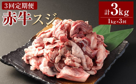 【3ヶ月定期便】 赤牛スジ1kg 合計3kg 牛肉 牛すじ 煮込み 赤牛 あか牛熊本県相良村45000肉牛肉