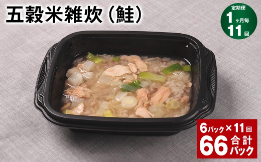 【1ヶ月毎11回定期便】 五穀米雑炊(鮭) 計66パック(6パック?11回) 五穀米 うるち米 お米 雑炊熊本県相良村132000米・パン玄米・雑穀米・もち米・餅