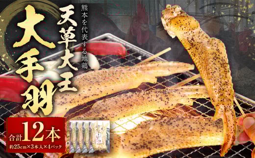 熊本 天草大王 大手羽 12本 (3本×4パック) 地鶏 鶏肉熊本県相良村22000肉鶏肉
