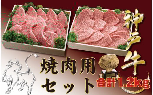 神戸牛(神戸ビーフ) 焼肉セット(かたロース・かたもも)1200g兵庫県宝塚市50000肉牛肉