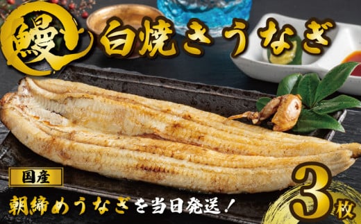 国産うなぎ 白焼き 3枚 約120g×3 うなぎ 鰻 白焼き 蒲焼 定期便 うな重 鰻丼 うな丼 ひつまぶし 土用の丑の日 土用丑 魚 海鮮 魚介類 肉 肝 レバー 冷蔵 おつまみ おかず 惣菜 酒 ビール 焼酎