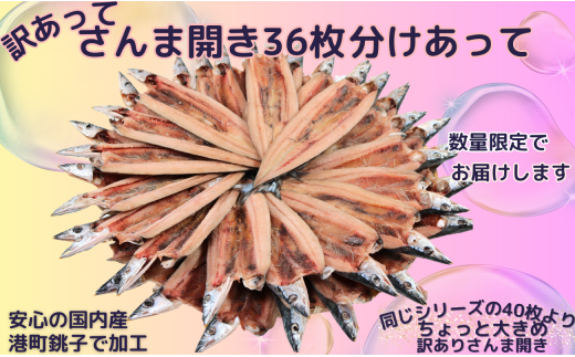 訳あって さんま開き 36枚 分け合って 訳あり さんま開き さんま サンマ 秋刀魚 開き 季節の味覚 銚子 海の幸 海鮮 さんま 干物 新鮮 冷凍 新鮮 千葉県 銚子市 ヤマニンベン千葉県銚子市110