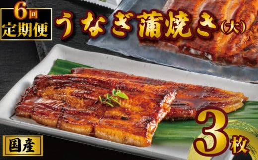 国産うなぎ蒲焼き タレ・山椒付き 3枚 1枚約110g 定期便6回  うなぎ 鰻 蒲焼 定期便 うな重 鰻丼 うな丼 ひつまぶし 土用の丑の日 土用丑 魚 海鮮 魚介類 肉 冷凍 真空パック 個包装 小分け お