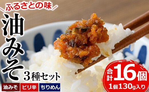 懐かしい味の油みそ3種類セット(合計約2kg・油みそ×5、ピリ辛×5、ちりめん×6)味噌 おつまみ ご飯のお供 調味料 食べ比べ 国産【G-1】【旬鮮かどがわ直売センター】宮崎県門川町12000鍋セッ
