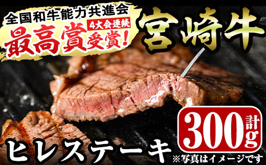 <先行予約受付中!2026年2月から順次発送予定>宮崎牛ヒレステーキ(計300g・150g×2)お肉 牛肉 黒毛和牛 ブランド和牛 冷凍 国産 焼肉 BBQ【R-36】【ミヤチク】宮崎県門川町22000肉牛肉
