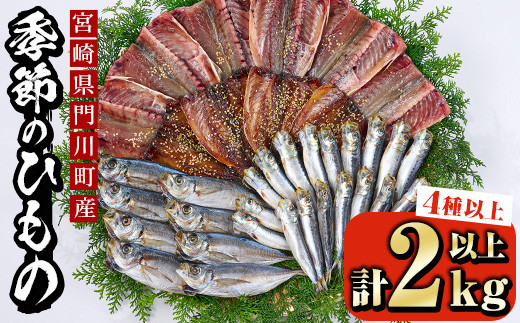 季節のひものセット(2kg以上・4種以上)干物 魚介 鯵 鰯 ちりめん おつまみ おかず 小包装 冷凍【KO-1】【近藤水産】宮崎県門川町12000魚介・海産物干物