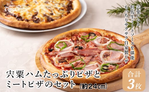 J2 宍粟ハム たっぷり ピザ と ミートピザ の セット 【 ピザ pizza ハム ウインナー ベーコン ミート ミートソース チーズ オードブル パーティー 冷凍 贈り物 プレゼント 】兵庫県宍粟市10000