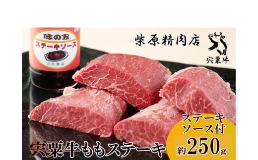 F1 宍粟牛ももステーキ(250g)とステーキソースのセット  宍粟牛 は 但馬牛 の 血統を受け継いだ 黒毛和牛 ステーキ もも 焼肉 生肉 精肉 ブランド牛 国産牛 贈り物 セット兵庫県宍粟