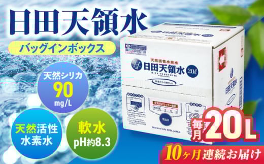 【全10回定期便】日田天領水 20L×1箱 飲料水 水 みず 備蓄 防災 天然水 天然 ミネラルウォーター みねらるうぉーたー ミネラル シリカ 日田市 / グリーングループ株式会社 飲料水 水 みず[ARE