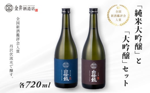 【全国新酒鑑評会入賞】丹沢伏流水で醸す!純米大吟醸・大吟醸2本セット ( 各720ml ) | 金井酒造店 入賞 大吟醸 お酒 日本酒 2本 セット 純米 祝い 祝いの席 お年賀 お歳暮 記念日 父の日 敬老