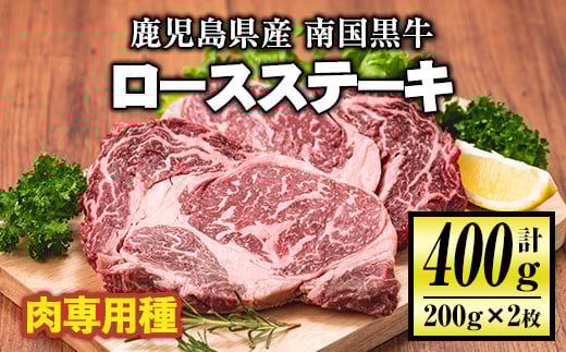 isa173 《毎月数量限定》鹿児島県産!南国黒牛(肉専用種)ロースステーキ(計400g・200g×2枚) ふるさと納税 伊佐市 特産品 国産 黒毛和牛 さっぱり 赤身 旨味 口どけ 霜降り 牛肉 ステーキ BBQ バー