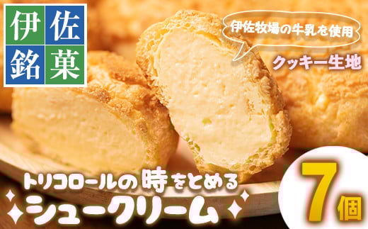 isa246 伊佐銘菓!トリコロールのシュークリーム<クッキー生地>(7個) ふるさと納税 伊佐市 特産品 お菓子 洋菓子 スイーツ おやつ 冷凍 冷凍便 家族団欒【ケーキハウストリコロール】鹿児