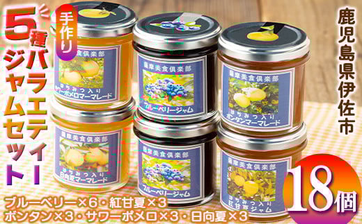 isa554 《数量限定》5種のバラエティージャム食べ比べセット(計18個・ブルーベリー×6、紅甘夏×3、ボンタン×3、サワーポメロ×3、日向夏×3) 加工食品 果物 フルーツ 詰め合わせ 果肉 柑橘 低