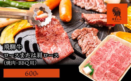 【飛騨牛】ロースまたは肩ロース600g (焼肉・BBQ用)岐阜県垂井町23000肉牛肉