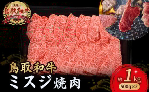 鳥取和牛 ミスジ焼肉 1kg ( 500g × 2 ) 国産 牛肉 和牛 みすじ 希少 ミスジ 鳥取和牛 黒毛和牛 肉 焼き肉 ブランド牛 最高級部位 小分け 鳥取県 倉吉市 KR1354鳥取県倉吉市66000肉牛肉
