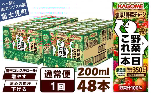 【通常便】 カゴメ 野菜一日これ一本 48本×1回 【 野菜ジュース 紙パック 定期便 1日分の野菜 野菜100% 飲料類 ドリンク 備蓄 長期保存 防災 無添加 砂糖不使用 甘味料不使用 食塩不使用 栄