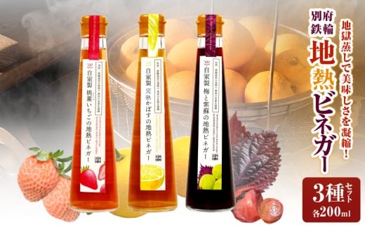 別府鉄輪 地熱ビネガー3種セット【200ml×3本】大分県別府市12000お茶・飲料果汁・野菜飲料