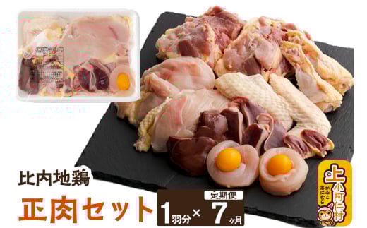 【定期便7ヶ月】秋田県産比内地鶏正肉セット(1羽分)「もも、ムネ、ささみ、ミンチ団子、砂肝、レバー、キンカン(卵)、脂、ハツ」秋田県上小阿仁村115500肉鶏肉