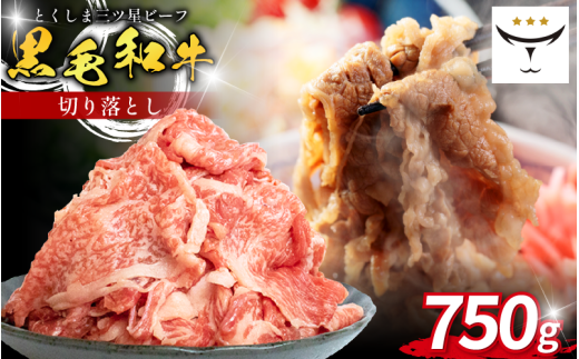 牛肉 切り落とし 750g 国産 黒毛和牛 とくしま三ツ星ビーフ 徳島県産 ブランド 和牛 ビーフ 焼肉 炒め物 煮込み 焼き すき焼き 煮物 カレー 料理 使いやすい 時短 お祝い ギフト 贈り物 プレゼ